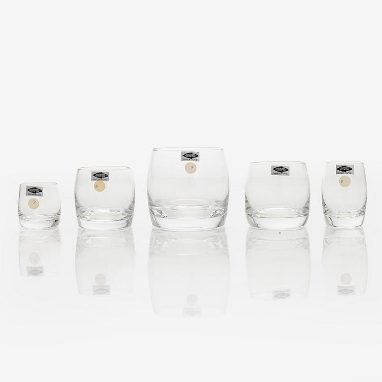 Oiva Toikka, a 59-piece "Tynnyri 2763" glass service, Nuutajärvi. In production 1964-1971.