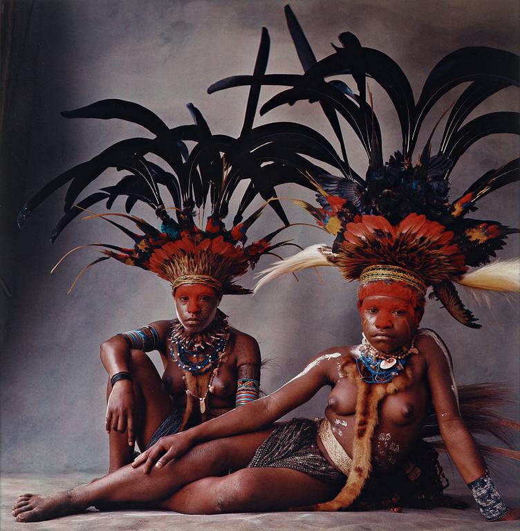 Irving Penn, "Two New Guinea Young Women With Feathers, 1970".