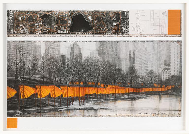 Christo & Jeanne-Claude, offset med collage, 2013, signerat.