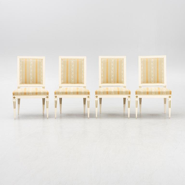 A set of four late Gustavian chairs, Stockholm, late 18th century.