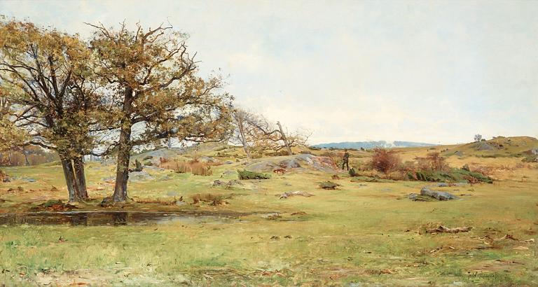 Frederik Winther, Hunter in an open lanscape.