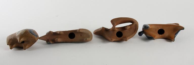 FIGURINER, 4 st, stengods, Lisa Larson, Gustavsberg, osign.