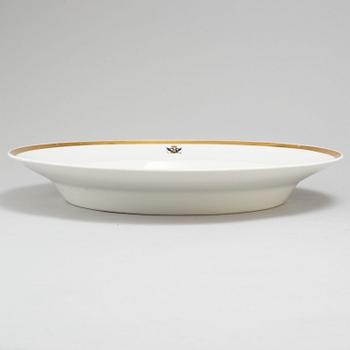 A first half of the 19th century porcelain plate and sauce boat, KPM, Berlin, Germany.