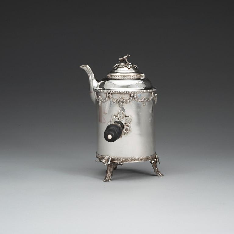 A Swedish 18th centuryparcel-gilt coffee-pot, marks of Gustaf Elfström, Sala 1783.