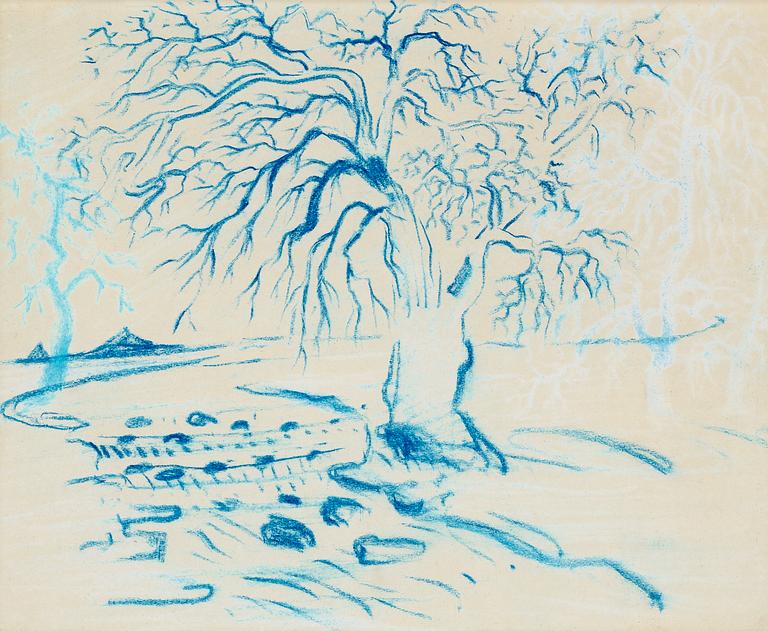Carl Fredrik Hill, Träd vid vattendrag.