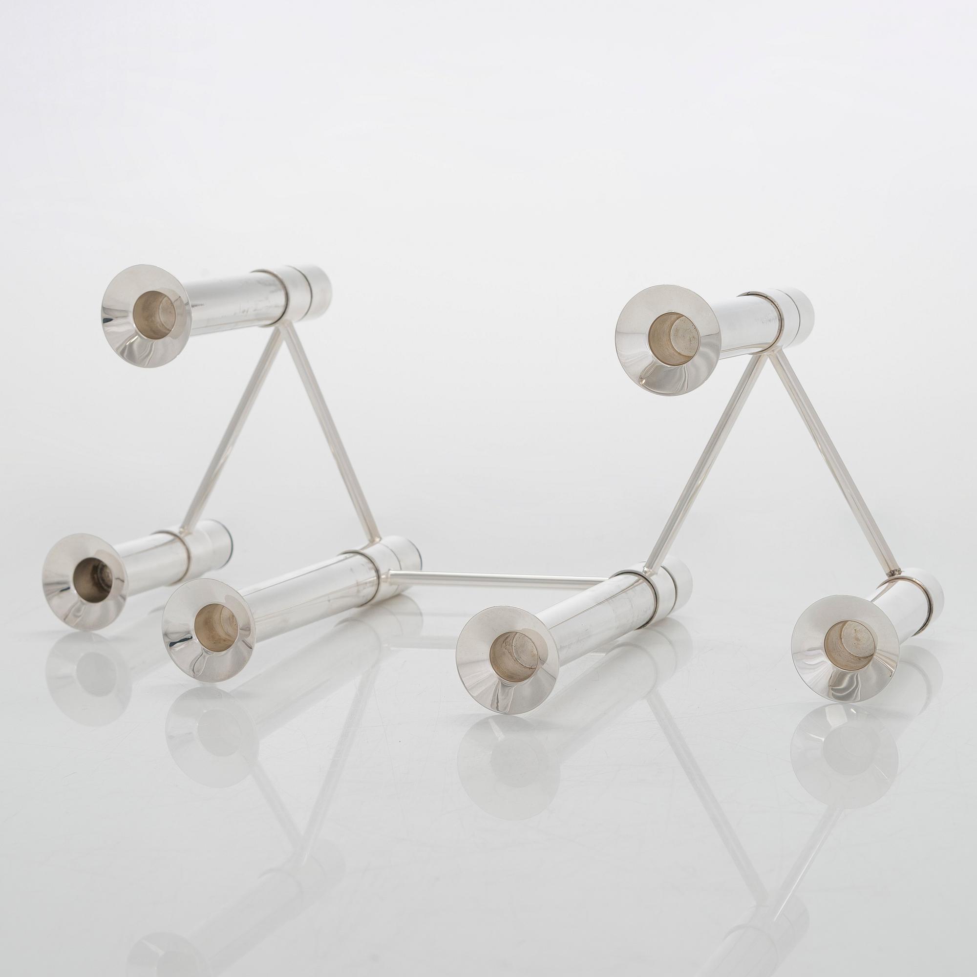 Tapio Wirkkala, a 'Nonstop' silver candelabrum, TW 432, numbered 74/90, for Kultakeskus, Hämeenlinna 2007.