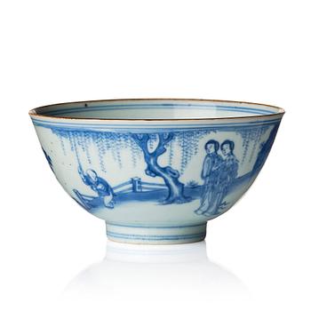 1091. A blue and white bowl, Transition, 17th century.