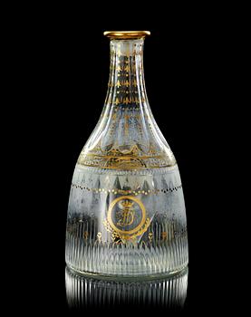 851. A gilt Russian decanter with ice container, Imperial Glass manufactory, St Petersburg, ca 1790-1800.