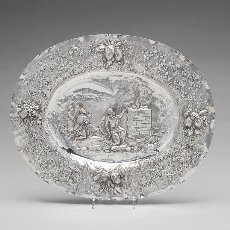 Christian Henning, presenterfat, silver, Stockholm 1706. Barock.