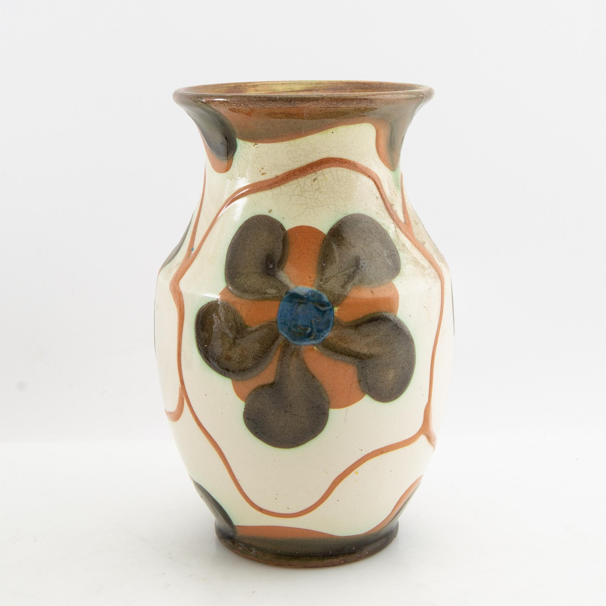 Andersson & Johansson vases 5 pcs Höganäs first half/mid 20th century glazed stoneware.