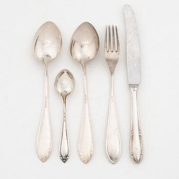 A 37-piece model 'Slottsbarock' silver cutlery, including CG Hallberg, Stockholm, 1956.