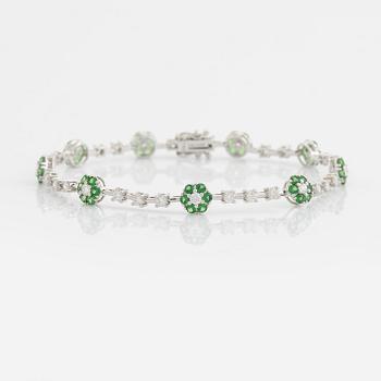 Tsavorite and brilliant cut diamond bracelet.