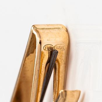 A tie pin and a pair of cufflinks made of 14K gold. Risto Orell, Vaasa.