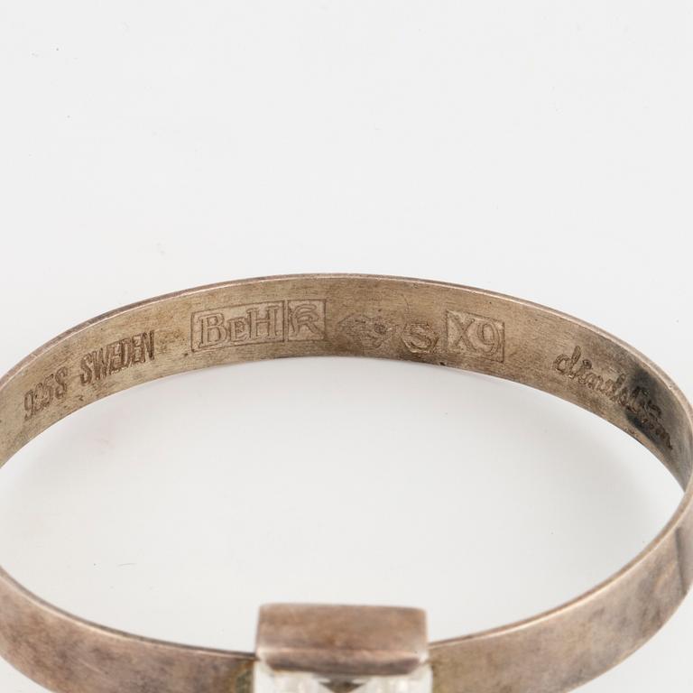 Bangle, sterling silver with faceted rock crystal. Åke Lindström for Bengt Hallberg.