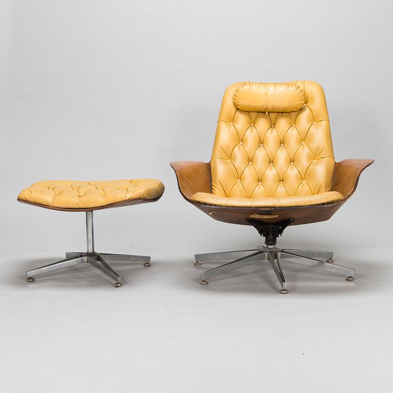 George Mulhauser, fåtölj och ottoman, "Mr. Chair II" för Plycraft Inc. 1960-tal.
