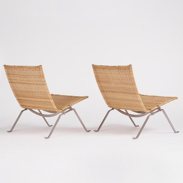 Poul Kjaerholm, fåtöljer, ett par, "PK22", Fritz Hansen, Danmark, 2000.