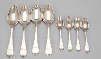 SKEDAR, 4 st, silver, Isac Carlstedt (1813-1849), SKEDAR, 4 st, Lars Broman (1797-1843) Borgå. Tot. vikt ca 320 g.