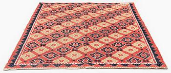 A bed cover, flat weave, c. 167 x 125 cm, Western Scania, signed EMD, early 19th century.