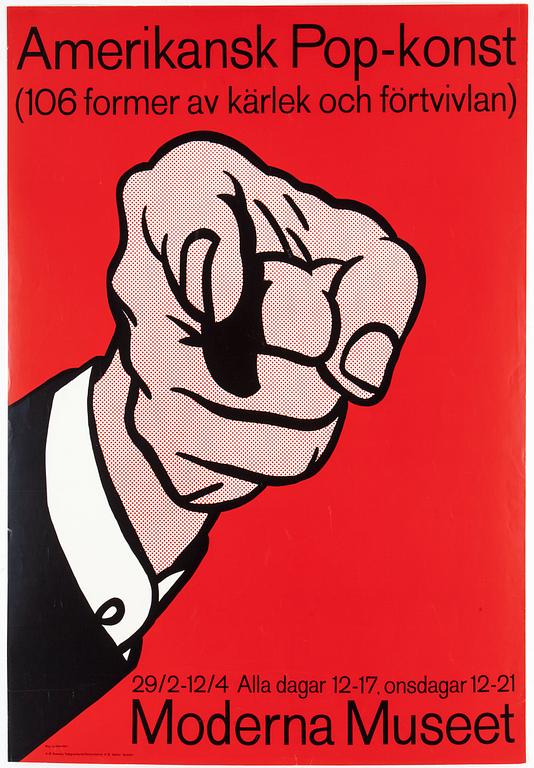 ROY LICHTENSTEIN, utställningsaffisch, 1964, Moderna Museet Stockholm.