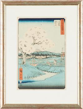 Ando Utagawa Hiroshige, after, two woodblock prints.