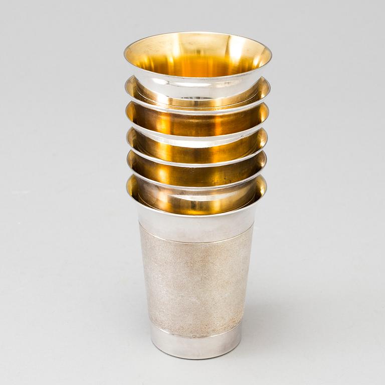 KE PALMBERG bägare 6 st sterling silver Alton Falköping 1978-80.
