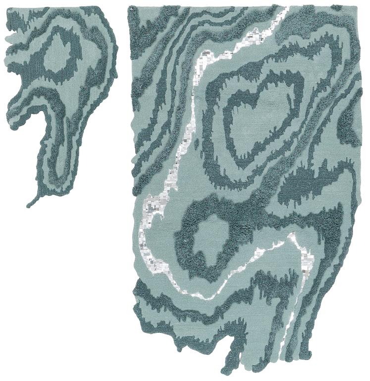 Jonathan ”Ollio” Josefsson, matta, 2 delar, tuftad i relief, ca 250 x178 resp 130 x  73 cm.
