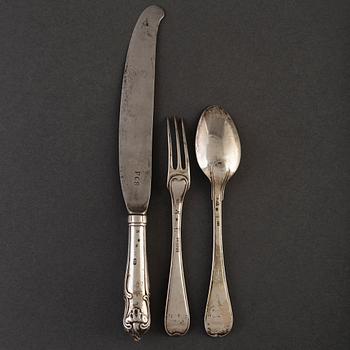 3 pcs silver cutlery. Among others Petter Eneroth Stockholm 1793.