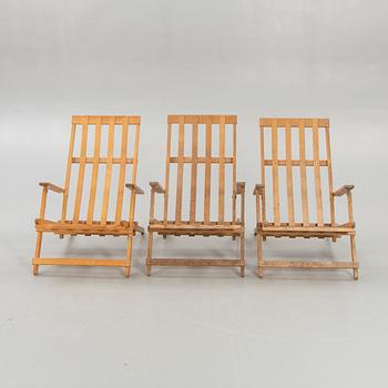 Three second half of 20th century deck chairs by Børge Mogensen for A/S Søborg, Denmark.