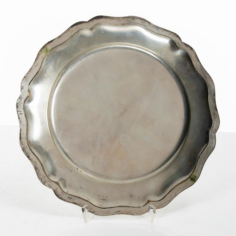 Three silver dishes, Sweden, 1910-32.