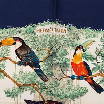 Hermès, an 'Equateur' silk scarf.