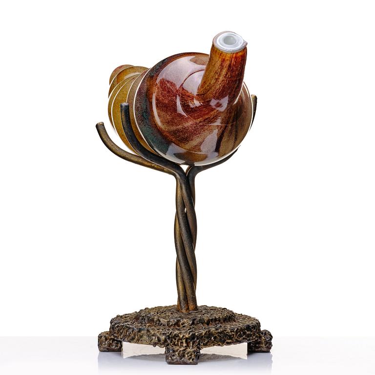 Gunilla Kihlgren, a glass sculpture "No title" on a bronze stand, 1998.