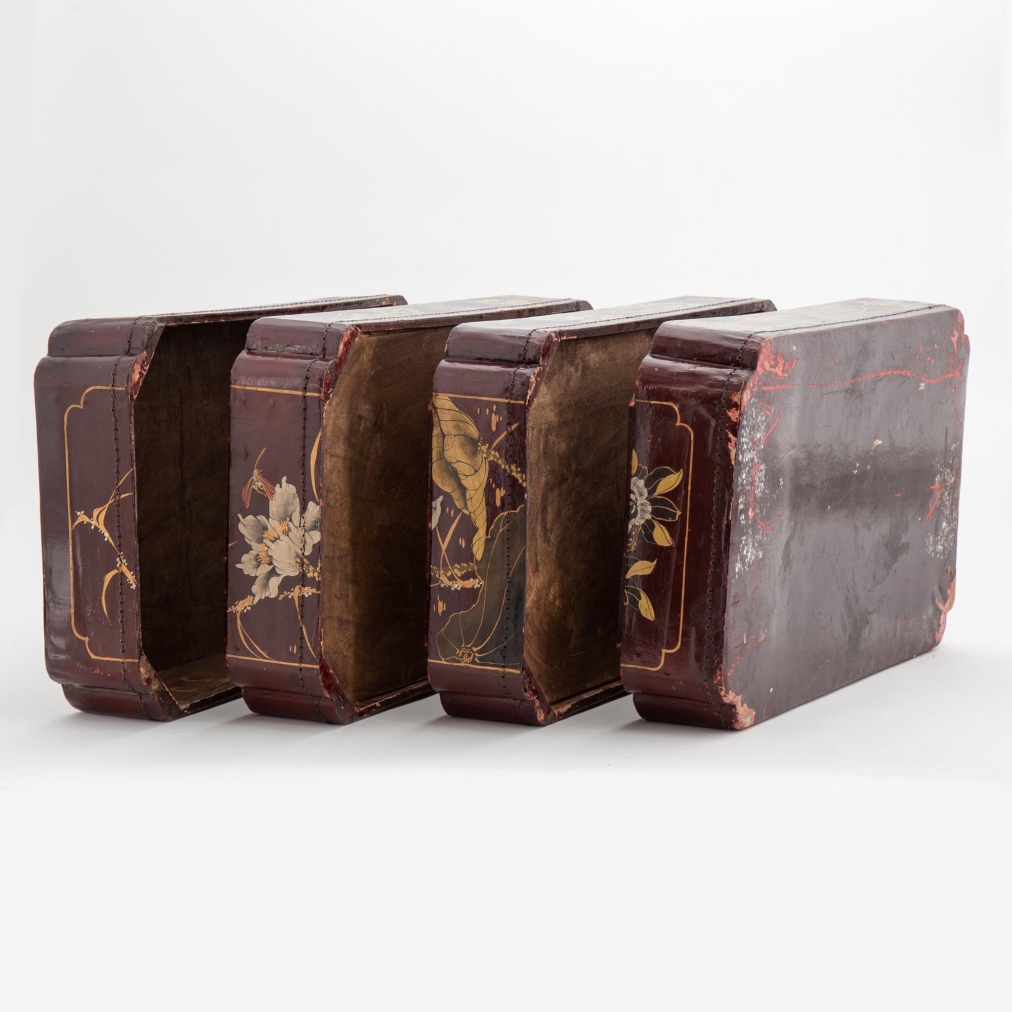 A painted Japanese four tiered box, 20th Century.