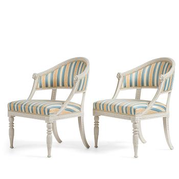 56. A pair of late Gustavian circa 1800 armchairs.