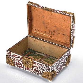 A Baroque 18th century tortoiseshell and antler veneered casket.