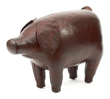 484. A brown leather figure of a pig, Dimitri Omersa & Co for Svenskt Tenn.