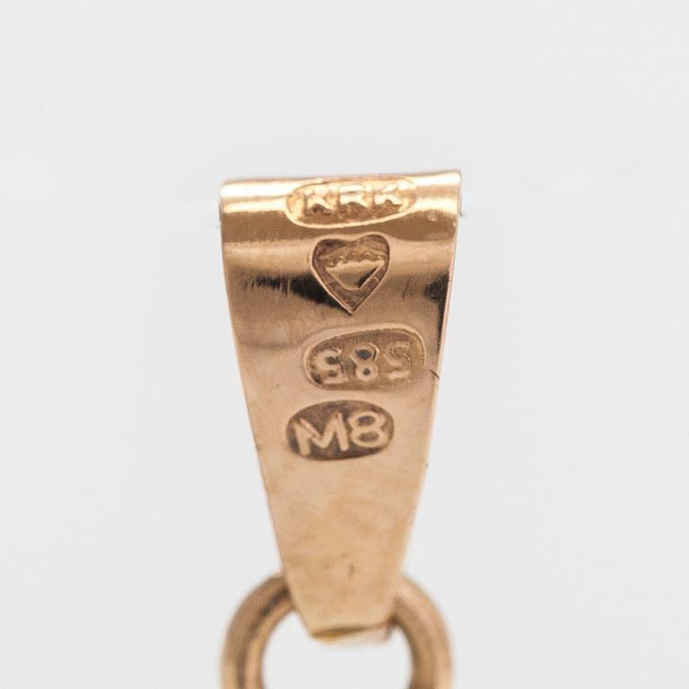 A ca 21K (.900) and 14K gold coin pendant, Franz Joseph I, Austria-Hungary, 1895. 20 Corona.