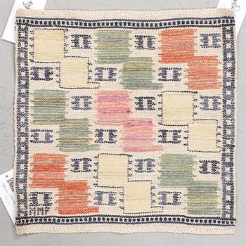 Märta Måås-Fjetterström, a textile, "Lövendal", flat weave, ca 38 x 38 cm, signed MMF.