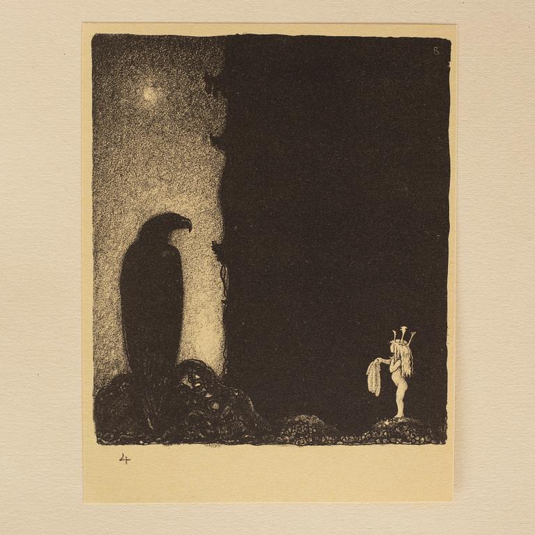 JOHN BAUER, "Troll", svit om tio litografier, osignerade, Ernst Bauers Förlag Göteborg, A. Börtzells, 1915.