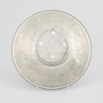 A presumably German baroque pewter charger, early 18th century.