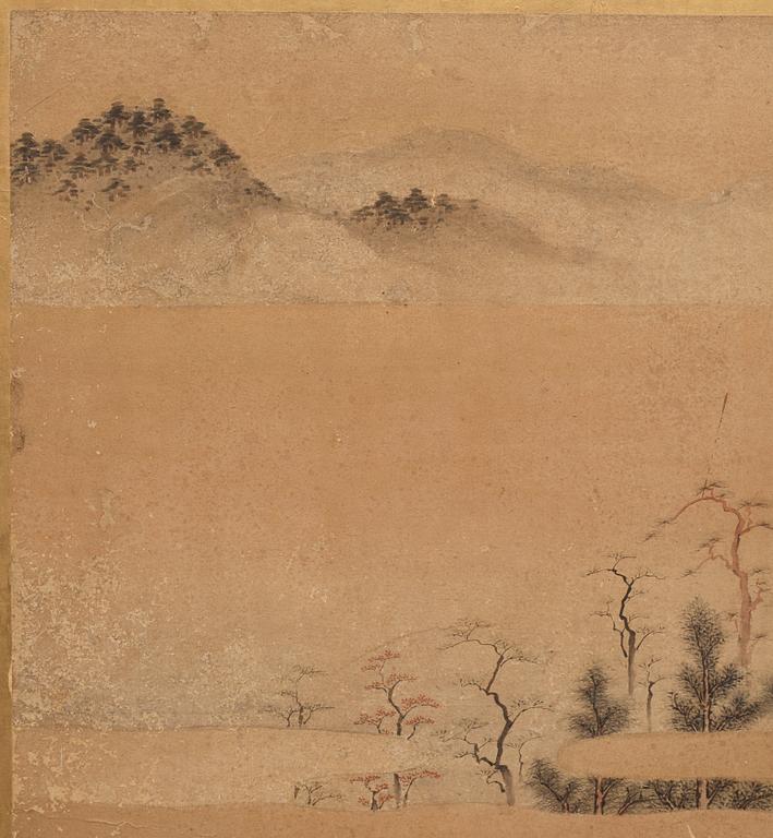 A Japanese six fold screen, Edo period (1603-1868).