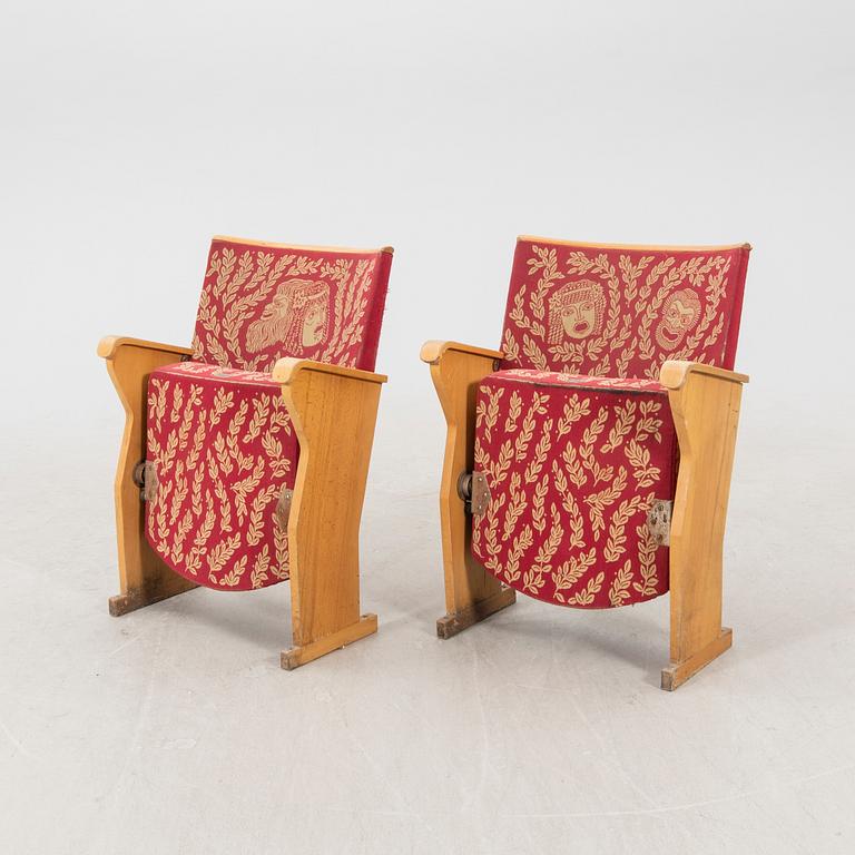 Theater chairs, a pair of Malmö Opera (formerly Malmö Stadsteater). 1940s.