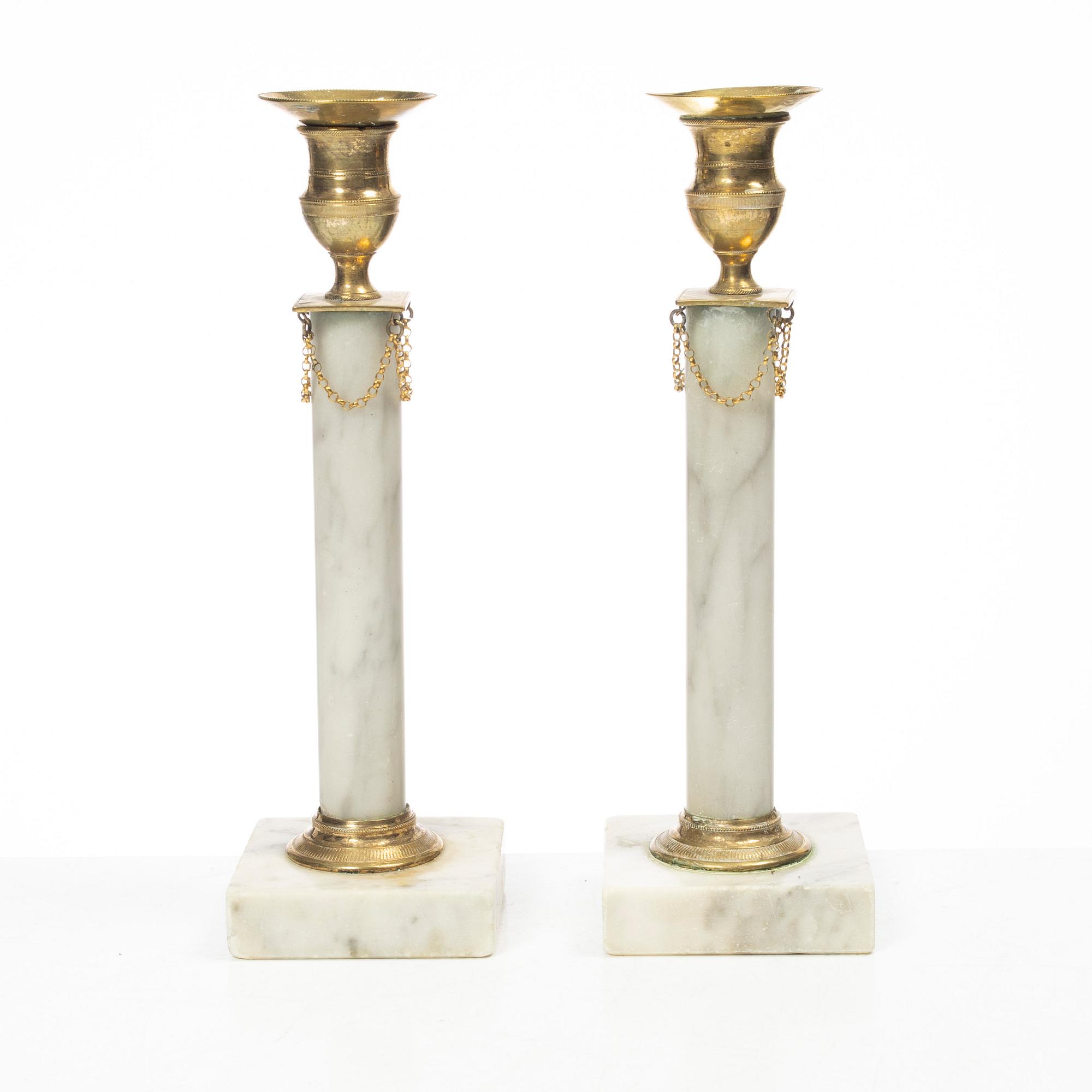 A pair of candelabra, late Gustavian, circa 1800.