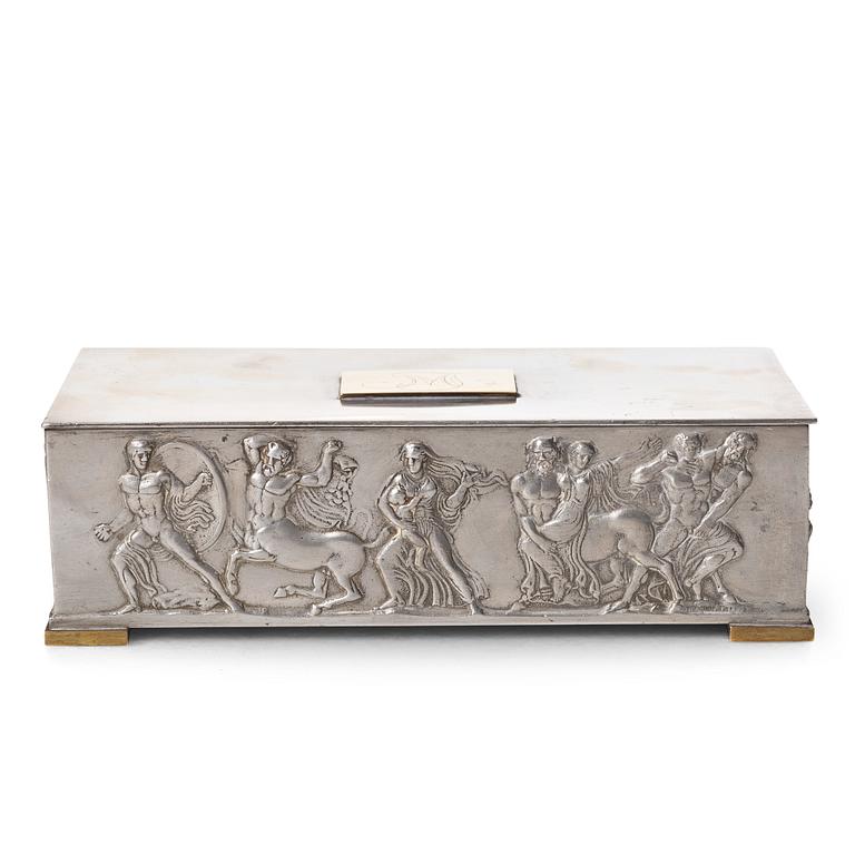 Herman Bergman's foundry, a pewter and brass box, Stockholm ca 1940.