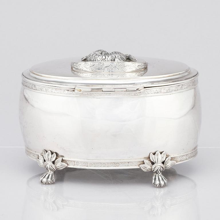 A Swedish 19th century silver sugar-casket, marks of Henrik Christoffer Klint the younger, Stockholm 1817.