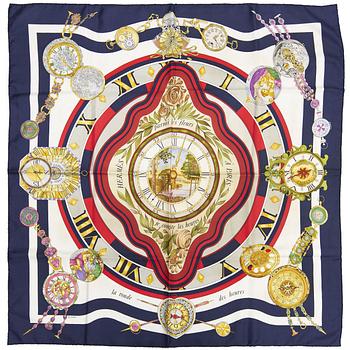 HERMÈS, silk scarf 'La ronde des heures'.