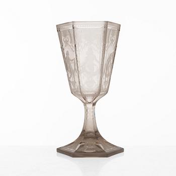 Simon Gate, pokal, glas, "Sex Gracer", Orrefors, 1922.