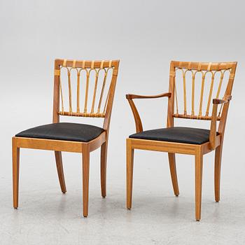 Josef Frank, a set of 8+2 dining chairs, model 1165, Svenskt Tenn, ca 1987.