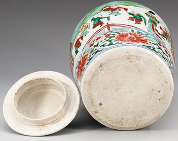 A wucai jar and cover, Transition, mid 17th Century.