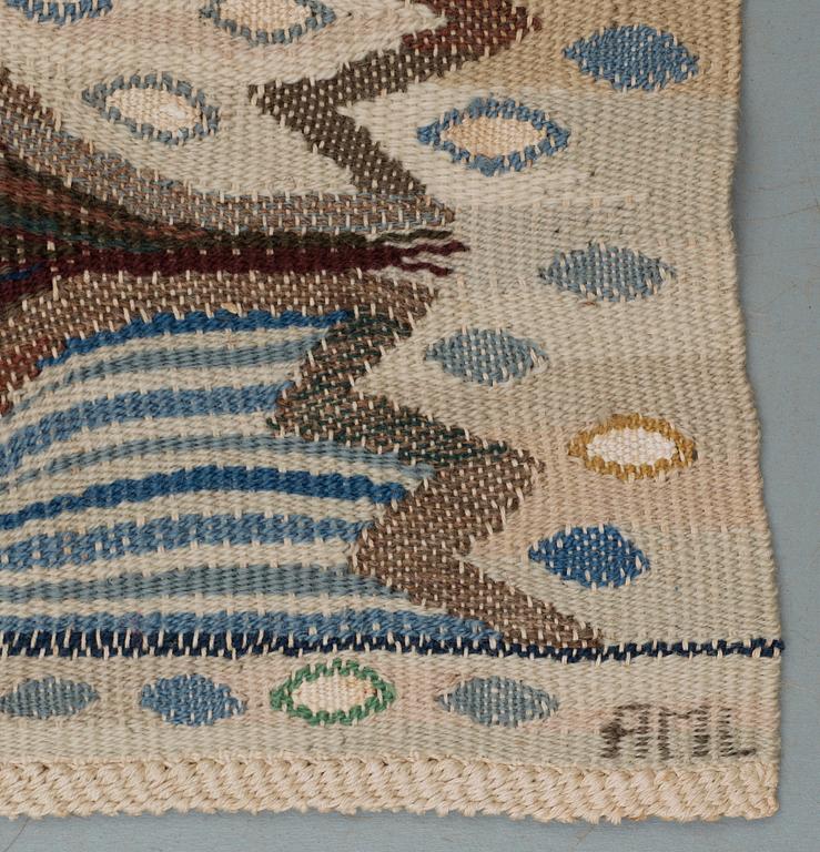 TEXTILE. "Blå crocus". Tapestry variant. 34 x 41 cm. Signed AB MMF AML.