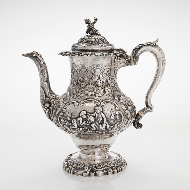 Joseph Angell, te- och kaffeservis, sterlingsilver, 7 delar, London 1817-1823.